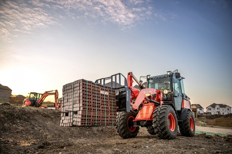 Kubota wheel loader with bricks